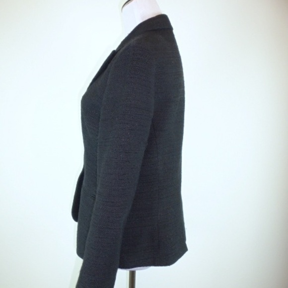 Theory black wool cotton textured woven blazer 10 - Picture 4 of 7